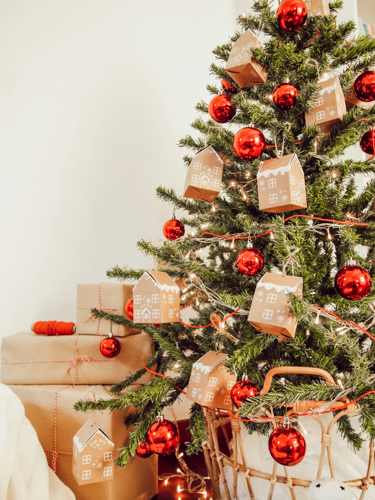 Christmas tree with paper box decorations