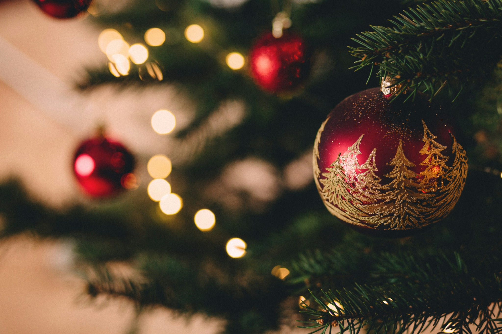 Closeup of christmas tree decoration