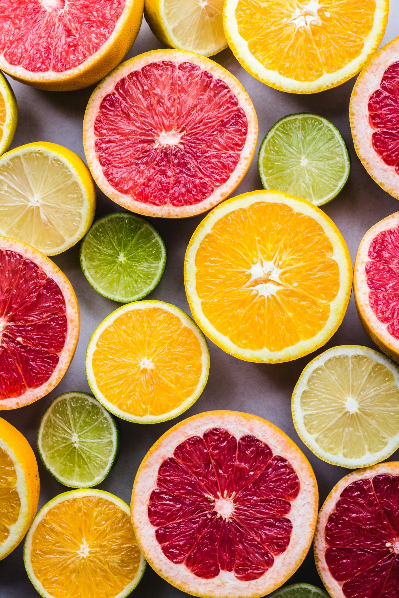 Colorful citrus slices top view