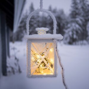 Frosty lantern winter night