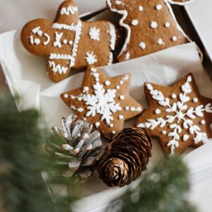 Gingerbread cookies in christmas setting