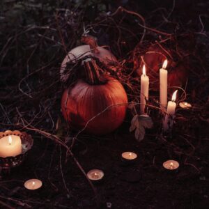 Halloween candles pumpkin dark