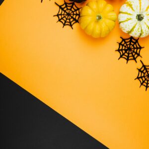 Halloween themed pumpkins spiderwebs