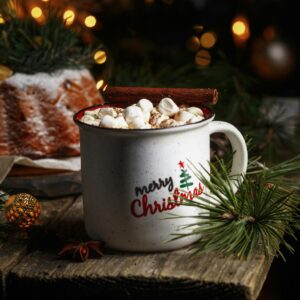 Hot chocolate mug with christmas decor