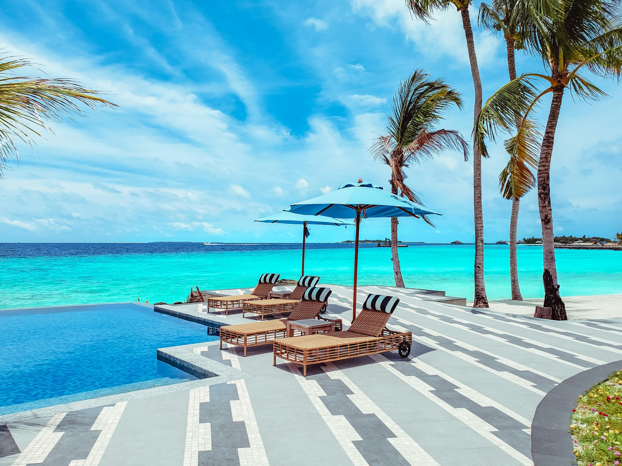 Luxury poolside tropical resort