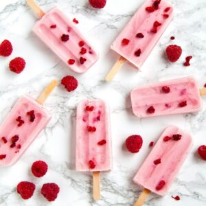 Raspberry popsicles flat lay