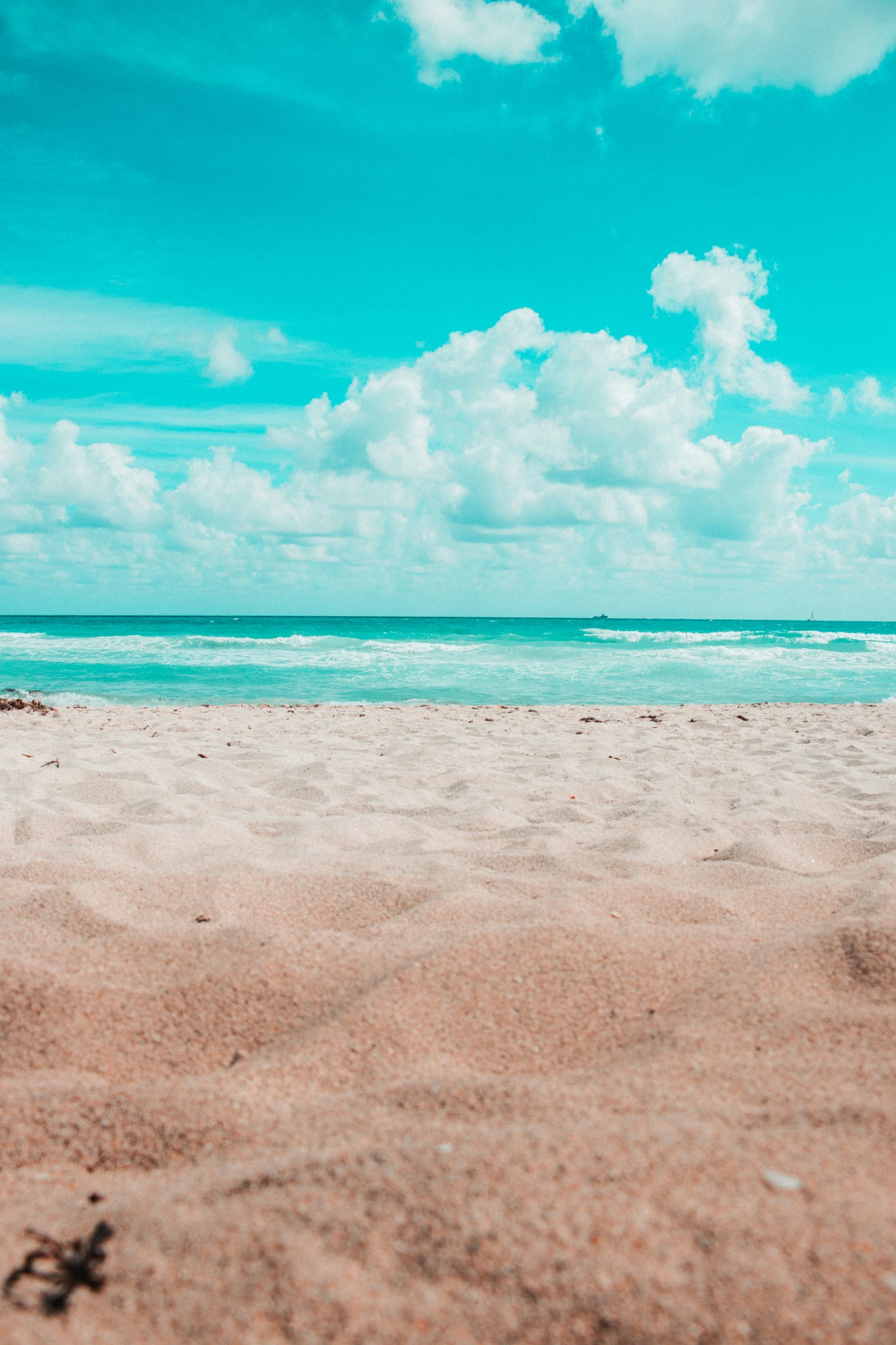 Sandy beach blue skies