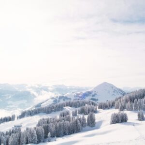 Snowy mountain ski slope