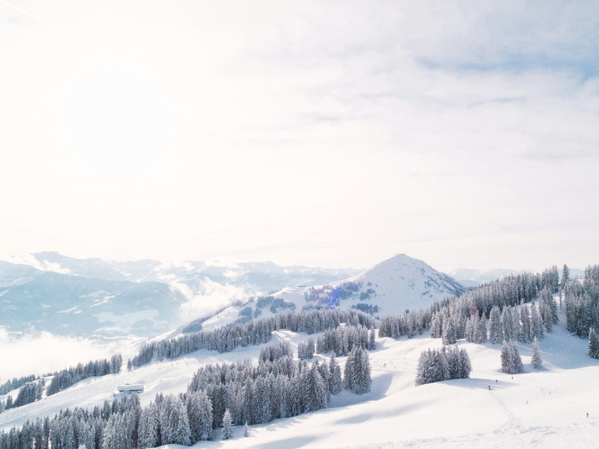 Snowy mountain ski slope