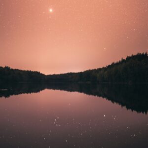 Starry night over lake