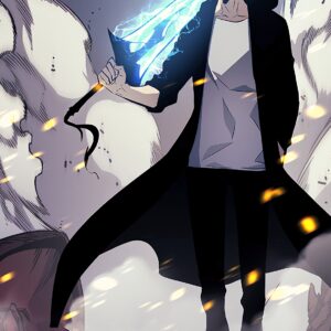 Anime character with electric blue sword wallpaper