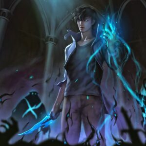 Blue glow necromancer power solo leveling wallpaper