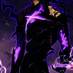 Dark anime figure purple energy wallpaper