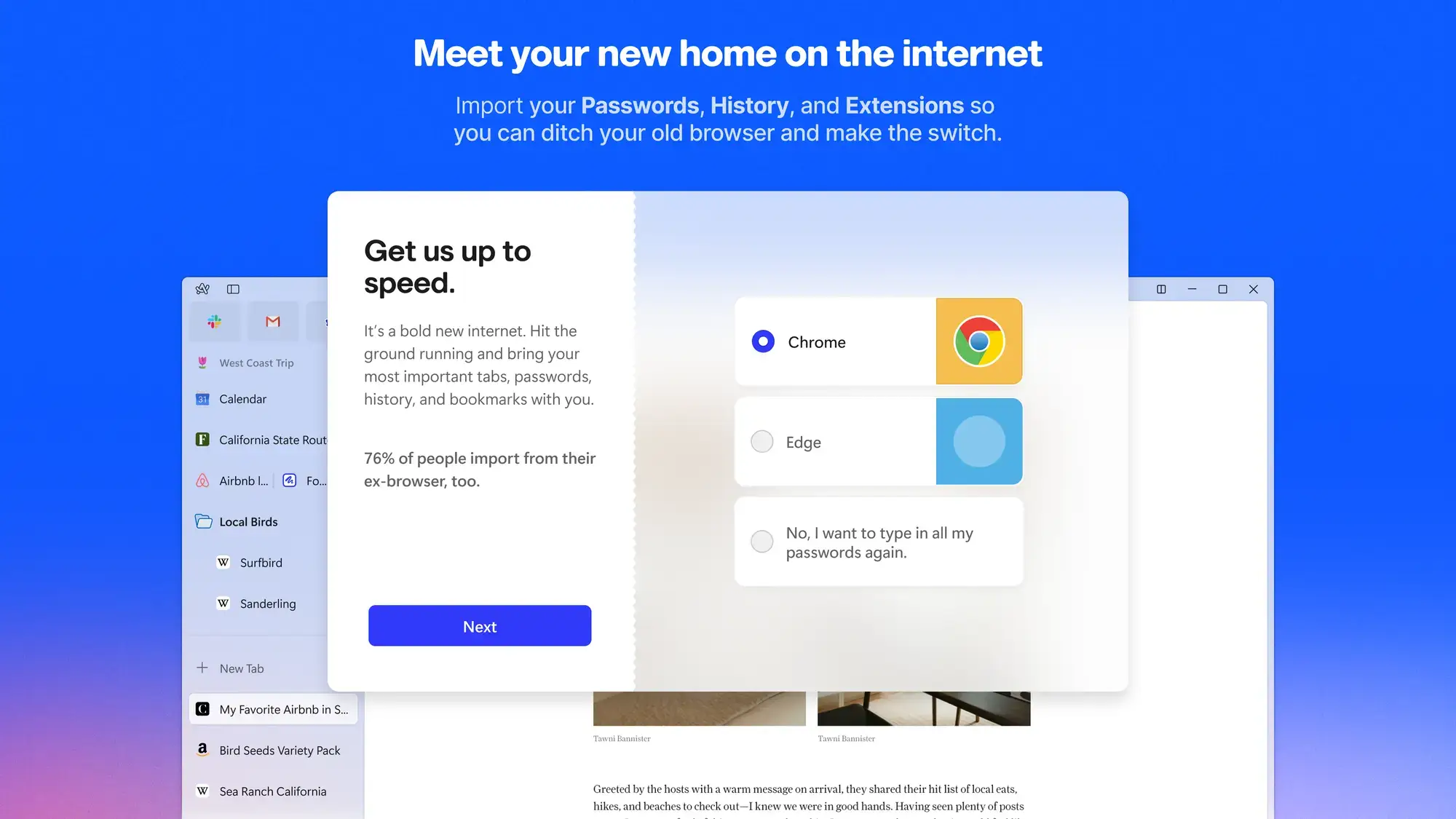 Import passwords history and extensions - Arc Browser for Windows