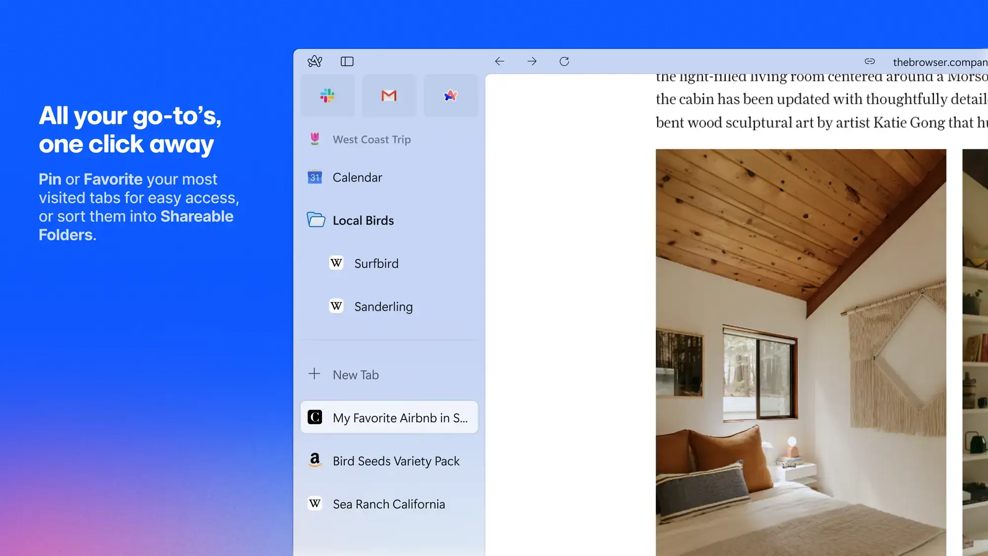 Pin or favorite folders and tabs - Arc Browser for Windows