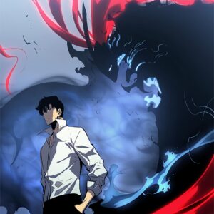 Stylish anime character with red and black smoke wallpaper