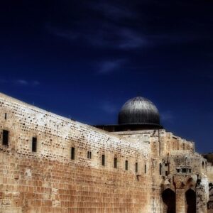 Ancient jerusalem stone architecture blue sky wallpaper