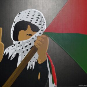 Cartoon style palestinian child peace sign wallpaper