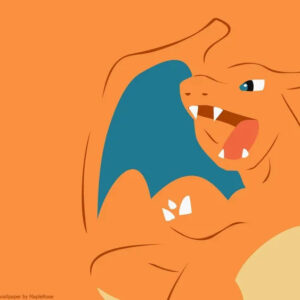 Charizard minimalist orange background wallpaper
