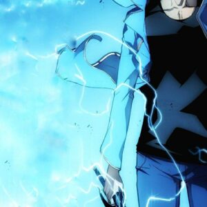 Dynamic blue aura fighter anime wallpaper