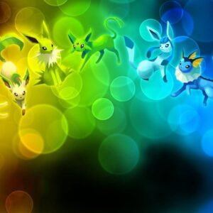 Eevee evolutions colorful lights wallpaper