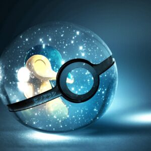 Glowing pokeball night scene wallpaper