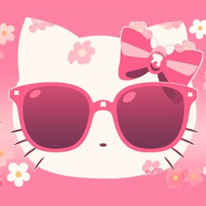 Hello kitty wallpaper with heart shaped glasses