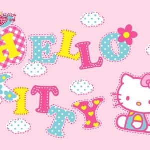 Hello kitty wallpaper with pink bow and teddy