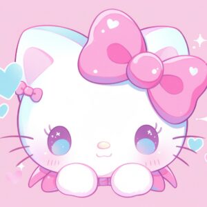 Hello kitty wallpaper with pink dress and strawberries