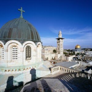 Jerusalem church dome golden hour wallpaper