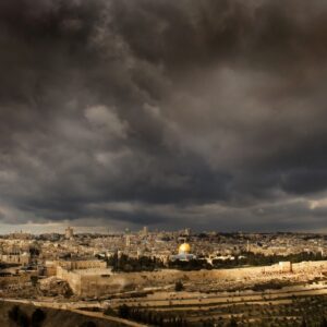 Jerusalem skyline stormy clouds wallpaper