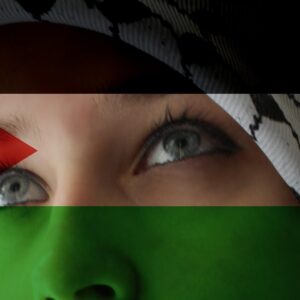 Palestinian flag blended with woman's face wallpaper