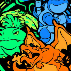 Pokemon classic starter trio art wallpaper