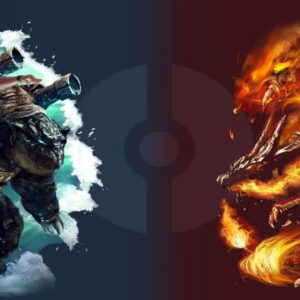 Pokemon eevee charizard watercolor battle wallpaper