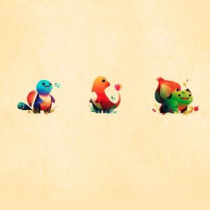 Pokemon gen one starters minimalist wallpaper