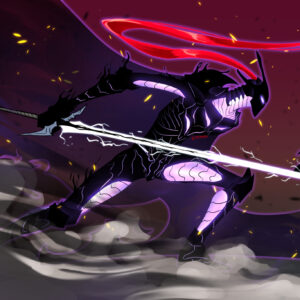 Shadowy demon warrior anime battle wallpaper