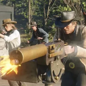 Fighting with machine gun