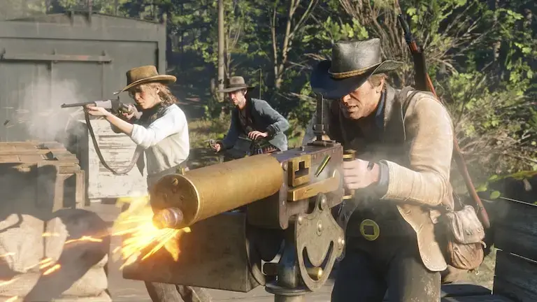 Fighting with machine gun - Red Dead Redemption 2 for PC: Download Guide and Tips