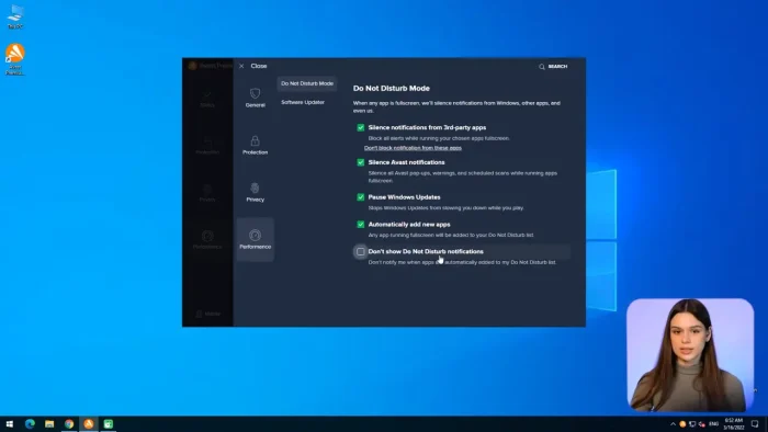 Avast premium menu