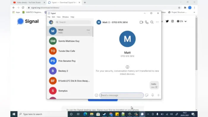 Signal use desktop