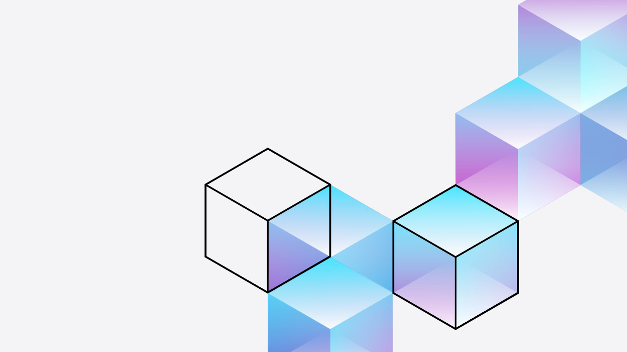A group of cubes with gradients