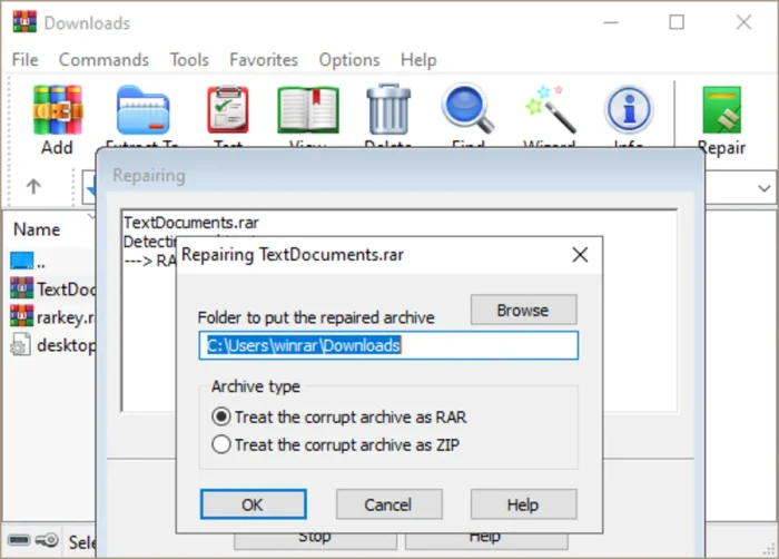 Repair rar