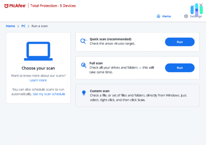 Scan options