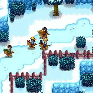 Snow riding horses