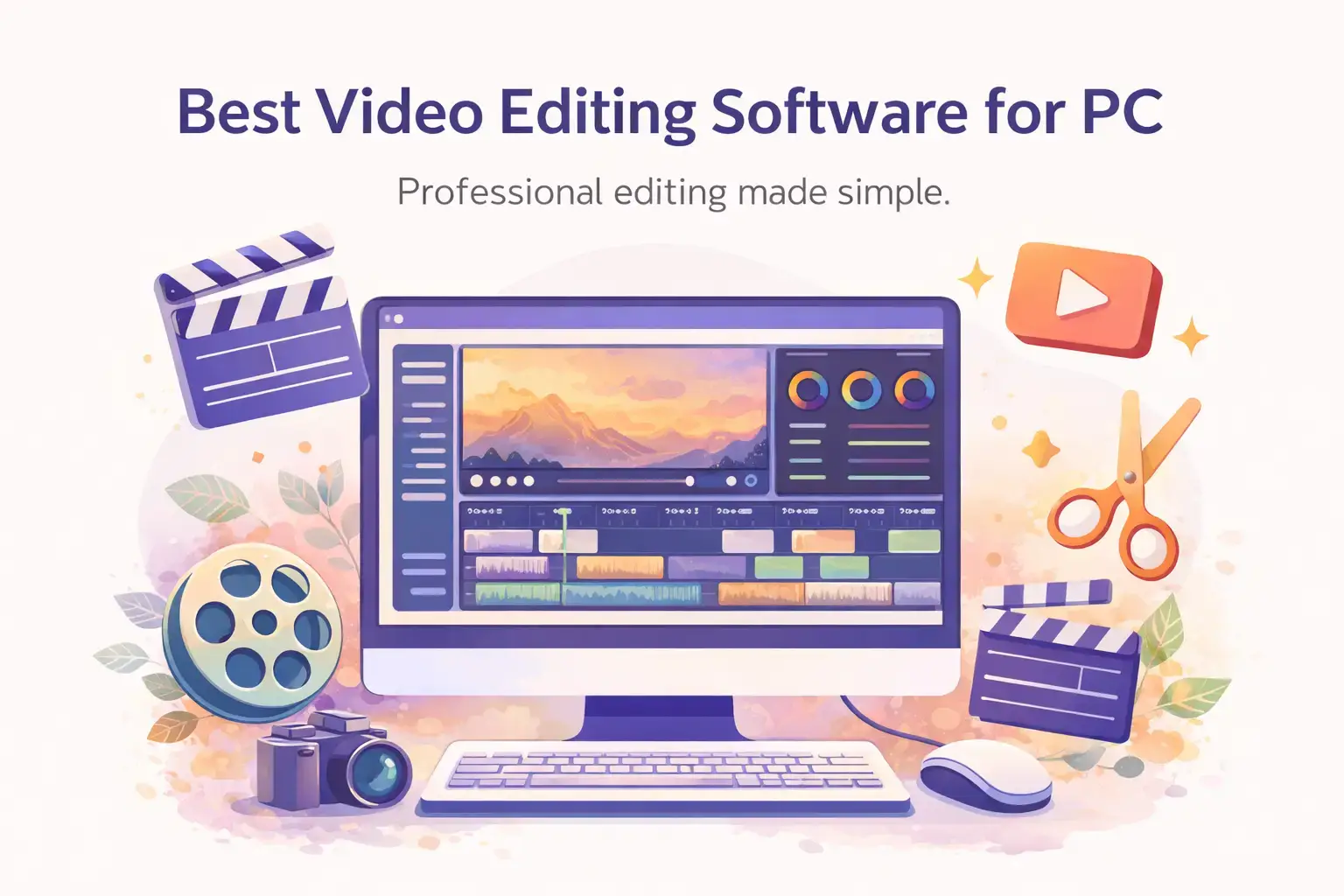 Top video editing software cover - Top 10 Video Editing Software for Windows PC in 2025