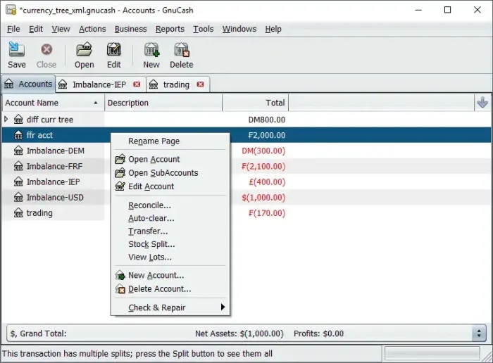 Gnucash screenshot