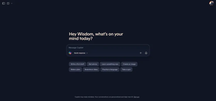 Microsoft copilot screenshot