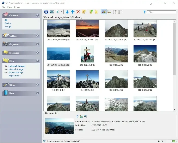 Myphoneexplorer screenshot