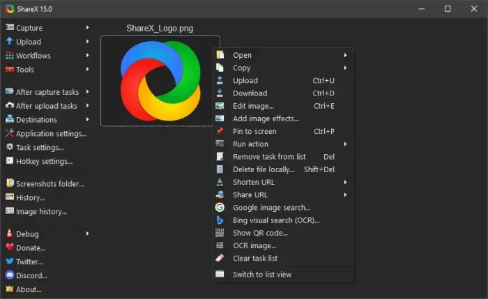 Sharex screenshot