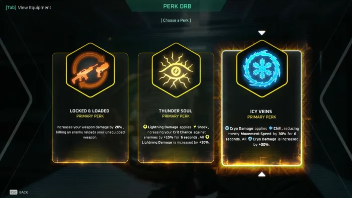 Choose perk